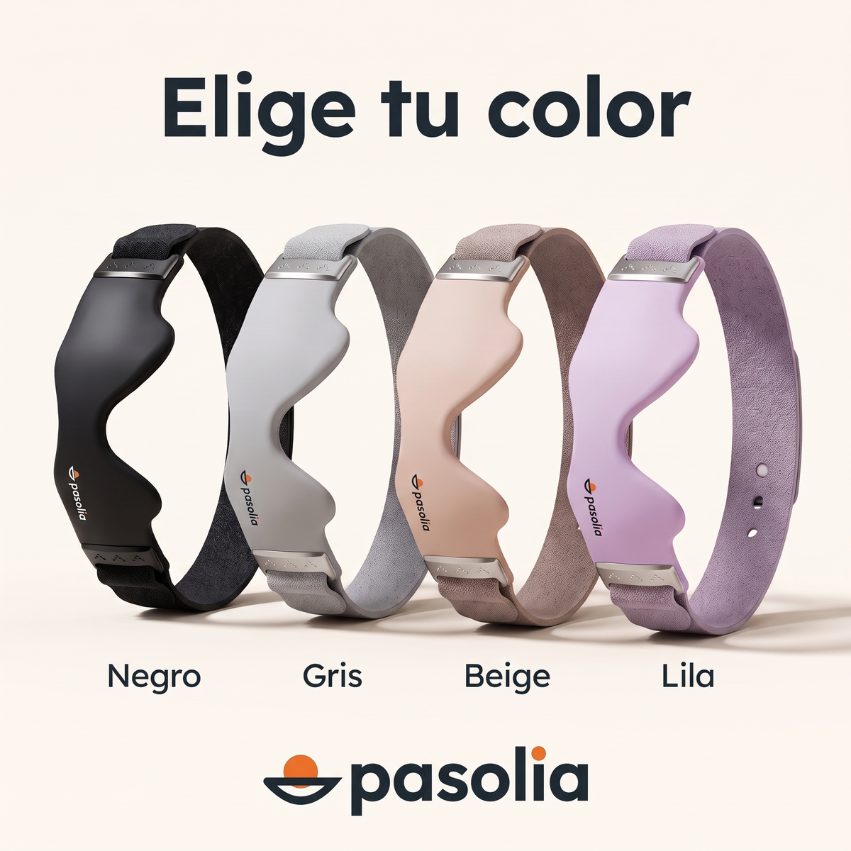 Cinta de rodilla Pasolia en negro, gris, beige y lila